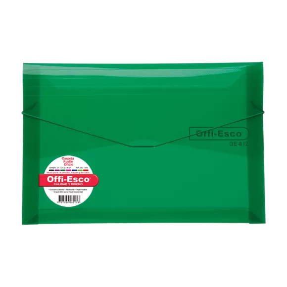 Carpeta Fuelle Plástica Offi Esco Oe-812 Oficio Verde