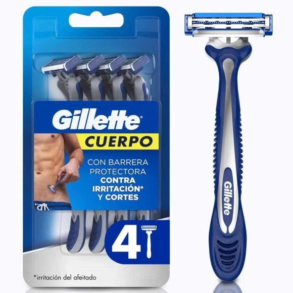 Máquina De Afeitar Gillette Cuerpo Con Barrera Protectora X 4