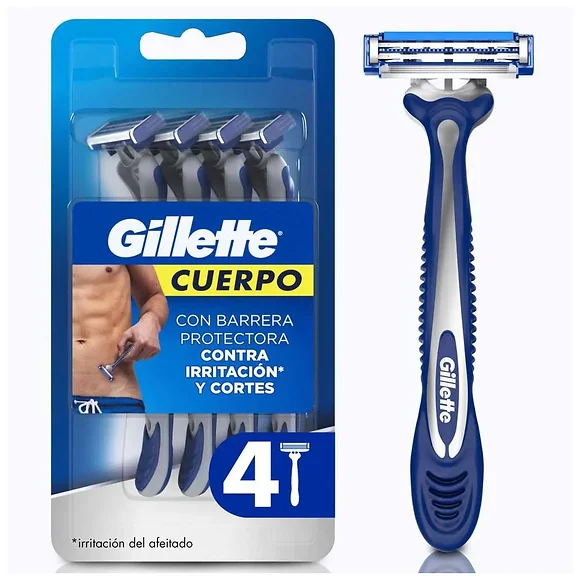 Máquina De Afeitar Gillette Cuerpo Con Barrera Protectora X 4