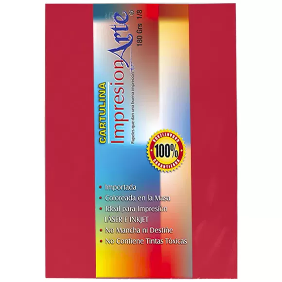 Cartulina Iris 1/8 Rojo X 10