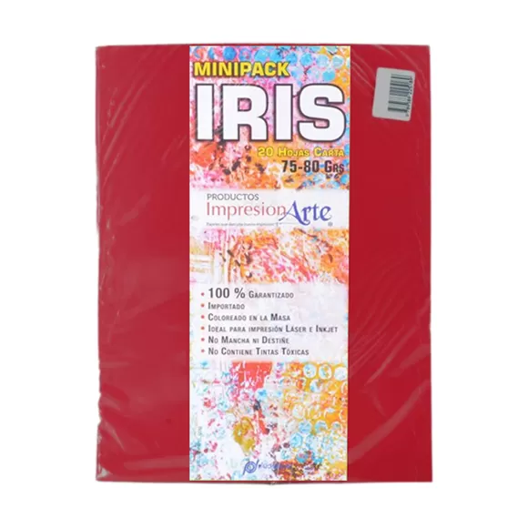Papel Iris Impresionarte Carta Rojo Navidad X 20