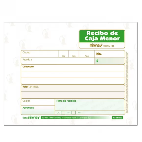 Recibo De Caja Menor Minerva 2002 X100