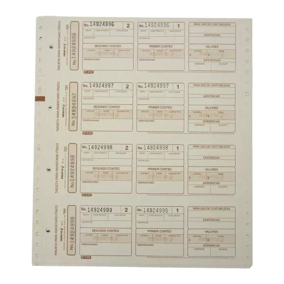 Tarjeta Inventario Minerva 3019 X 50