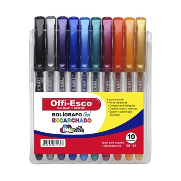 Bolígrafo Offi Esco Oe-164 Gel Escarchado X 10