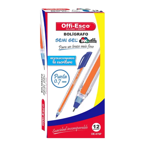 Bolígrafo Semi Gel Offi Esco Oe-076f Azul X 12