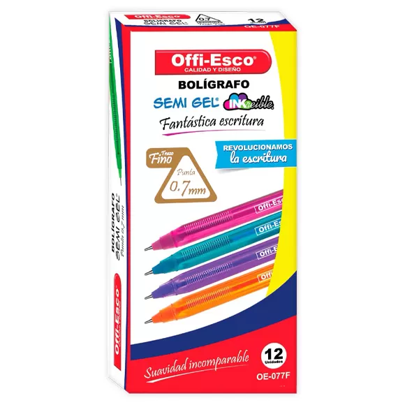 Bolígrafo Semi Gel Offi Esco Oe-077f Naranja X 12