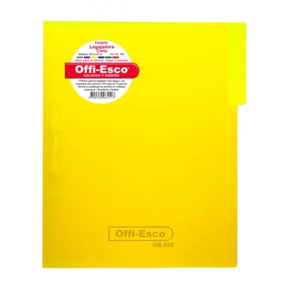 Carpeta Legajadora Con Gancho Offi Esco Oe-808 Carta Amarillo