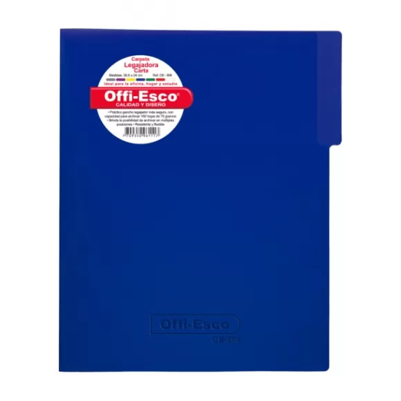 Carpeta Legajadora Con Gancho Offi Esco Oe-808 Carta Azul