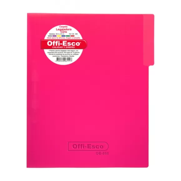 Carpeta Legajadora Con Gancho Offi Esco Oe-808 Carta Fucsia