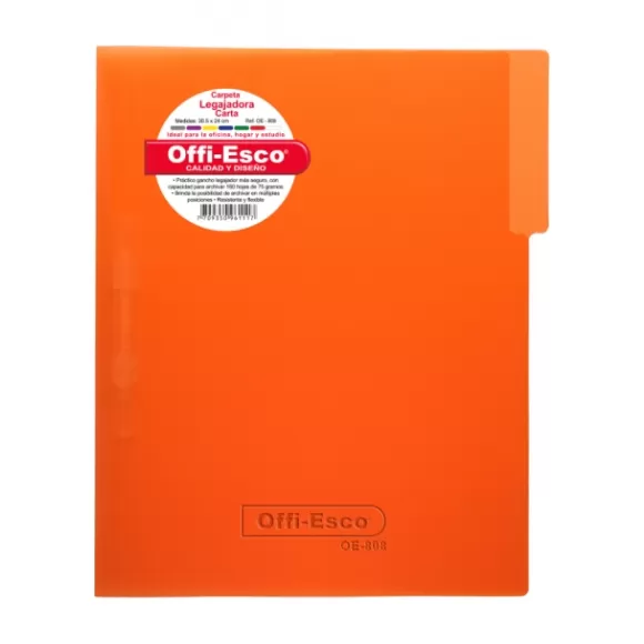 Carpeta Legajadora Con Gancho Offi Esco Oe-808 Carta Naranja