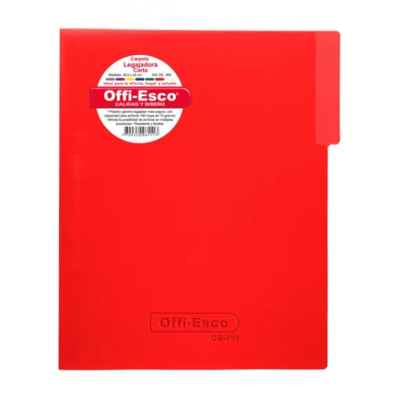 Carpeta Legajadora Con Gancho Offi Esco Oe-808 Carta Rojo