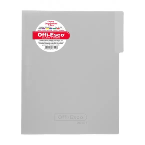 Carpeta Legajadora Con Gancho Offi Esco Oe-808 Carta Transparente