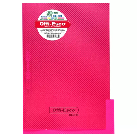 Carpeta Legajadora Con Gancho Offi Esco Oe-809 Oficio Fucsia