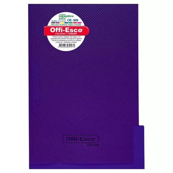 Carpeta Legajadora Con Gancho Offi Esco Oe-809 Oficio Morado