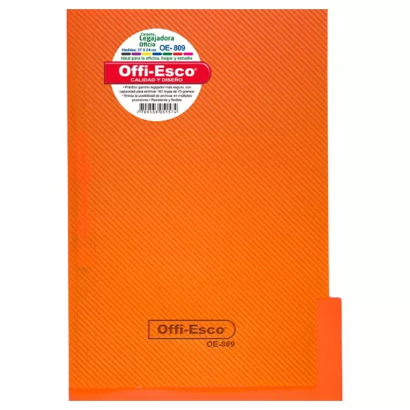 Carpeta Legajadora Con Gancho Offi Esco Oe-809 Oficio Naranja