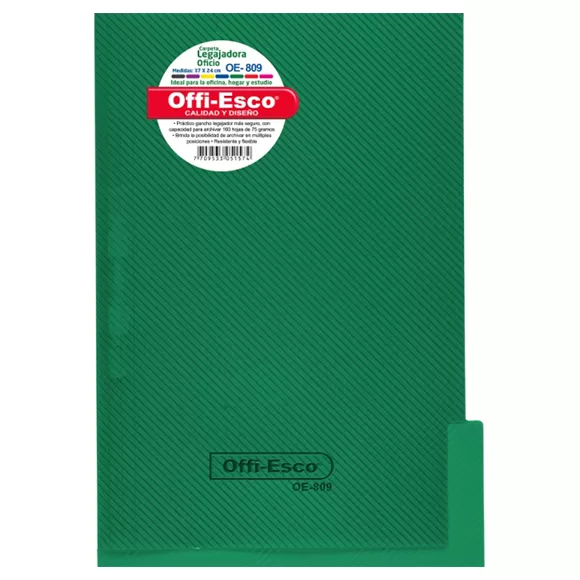 Carpeta Legajadora Con Gancho Offi Esco Oe-809 Oficio Verde