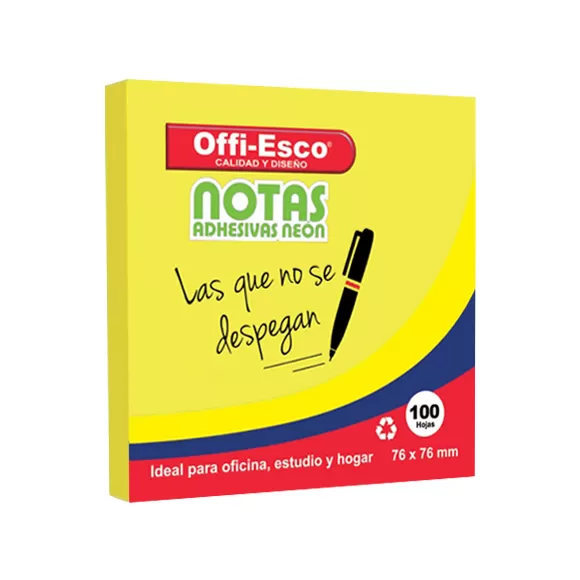 Notas Adhesivas Offi Esco Neón Oe-360 Mediano Amarillo