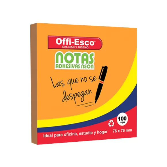 Notas Adhesivas Offi Esco Neón Oe-360 Mediano Naranja