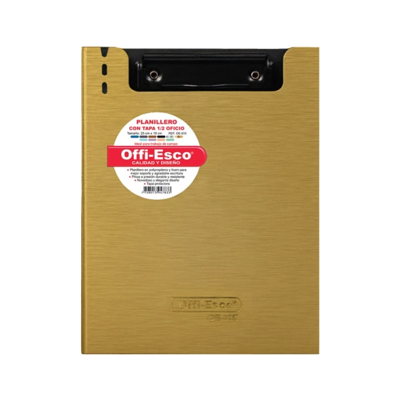 Planillero Acrílico Con Tapa 1/2 Oficio Oro