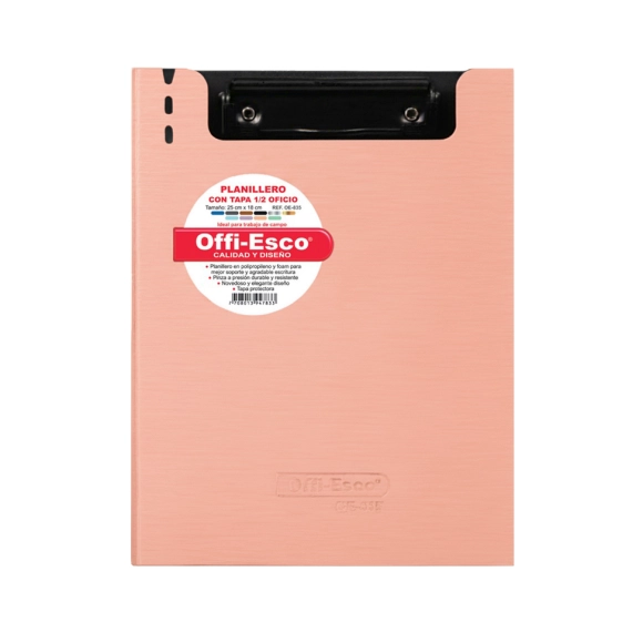 Planillero Acrílico Con Tapa 1/2 Oficio Rosado Pastel