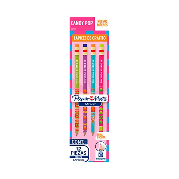 Lápiz Mirado Hexagonal Candy Pop Hb2 Niña Surtido X 12
