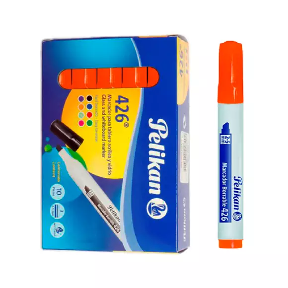 Marcador Pelikan Borrable 426 Naranja X 10