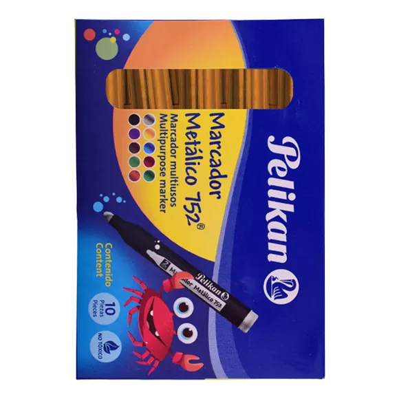 Marcador Pelikan Metalizado Oro X 10