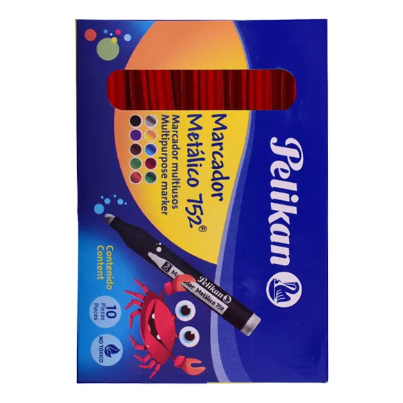 Marcador Pelikan Metalizado Rojo X 10