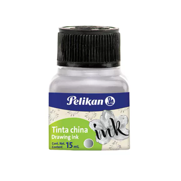 Tinta China Pelikan 15ml Plateada