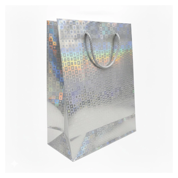 Bolsa De Regalo Holográfica Primavera M Plateada
