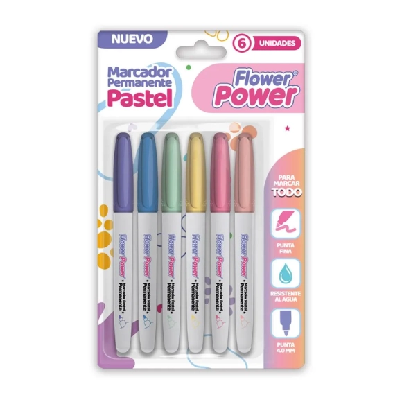 Marcador Permanente Primavera Pastel X 6