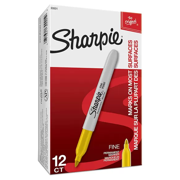 Marcador Sharpie Fino Clásico Amarillo X 12
