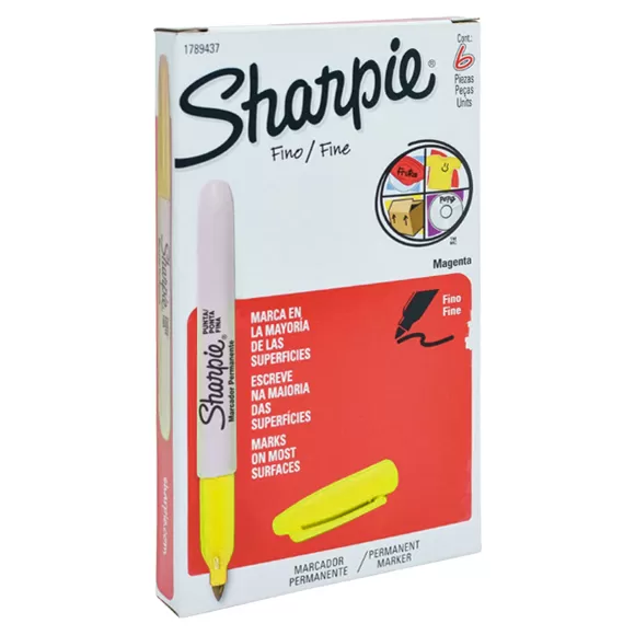 Marcador Sharpie Fino Clásico Amarillo X 6