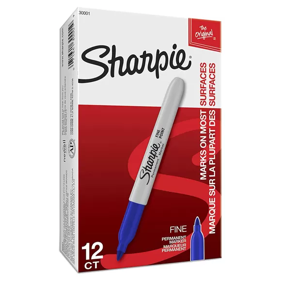 Marcador Sharpie Fino Clásico Azul X 12