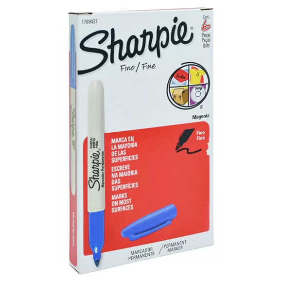 Marcador Sharpie Fino Clásico Azul X 6