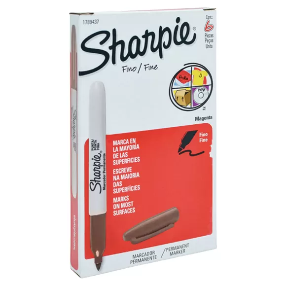 Marcador Sharpie Fino Clásico Café X 6