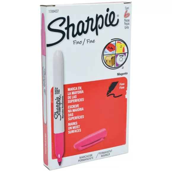 Marcador Sharpie Fino Clásico Magenta X 6