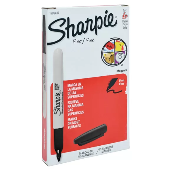 Marcador Sharpie Fino Clásico Negro X 6