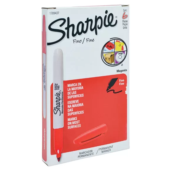 Marcador Sharpie Fino Clásico Rojo X 6