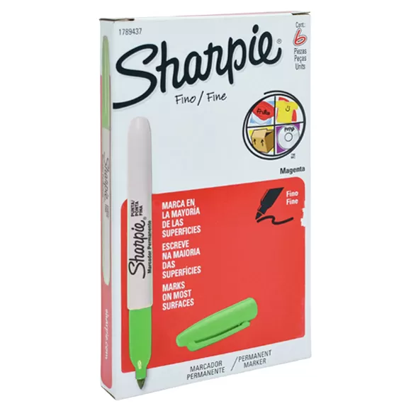 Marcador Sharpie Fino Clásico Verde X 6