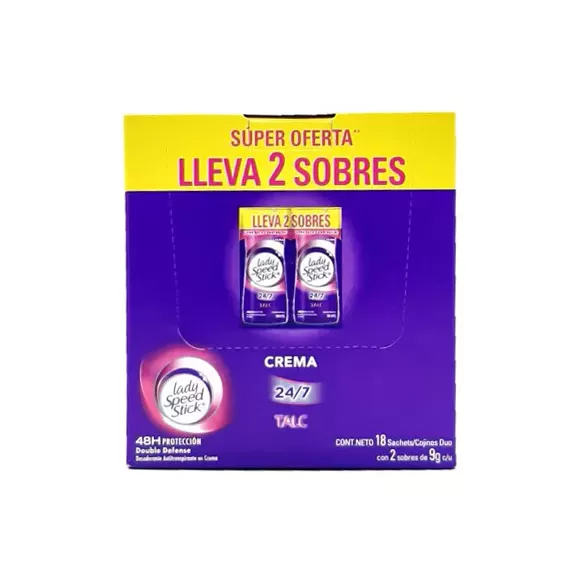 Desodorante Lady Speed Stick 2 Sobres Crema X 18