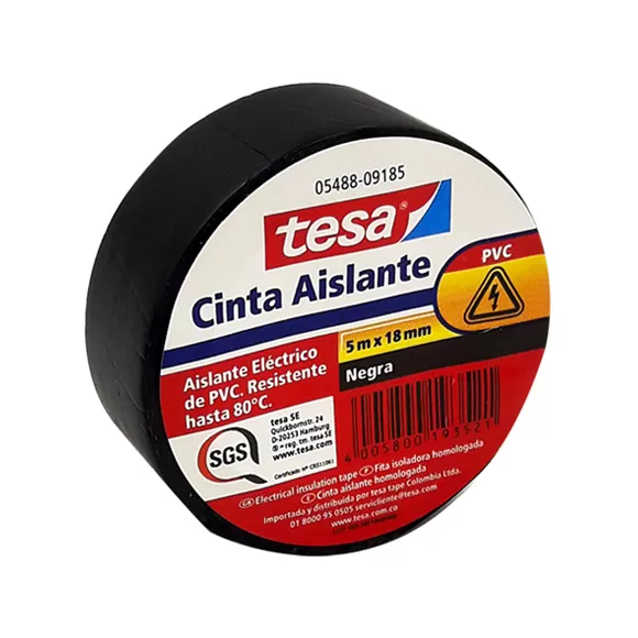 Cinta Aislante Tesa 18mm 5mts Negra