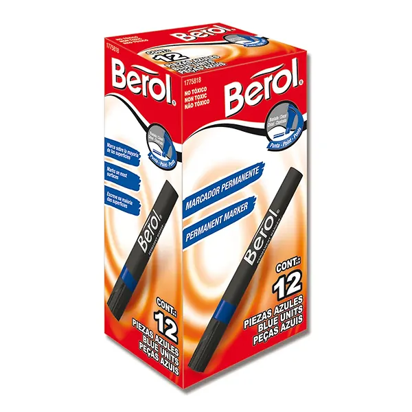 Marcador Berol Permanente Azul X 12