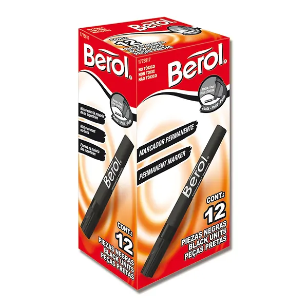 Marcador Berol Permanente Negro X 12