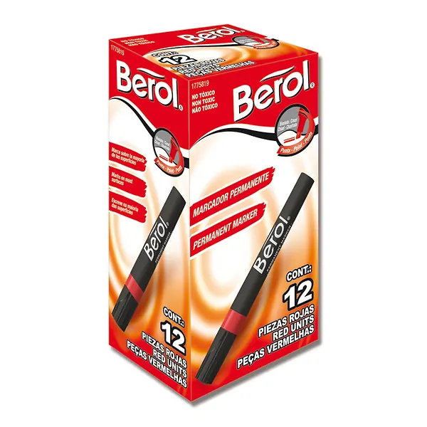 Marcador Berol Permanente Rojo X 12