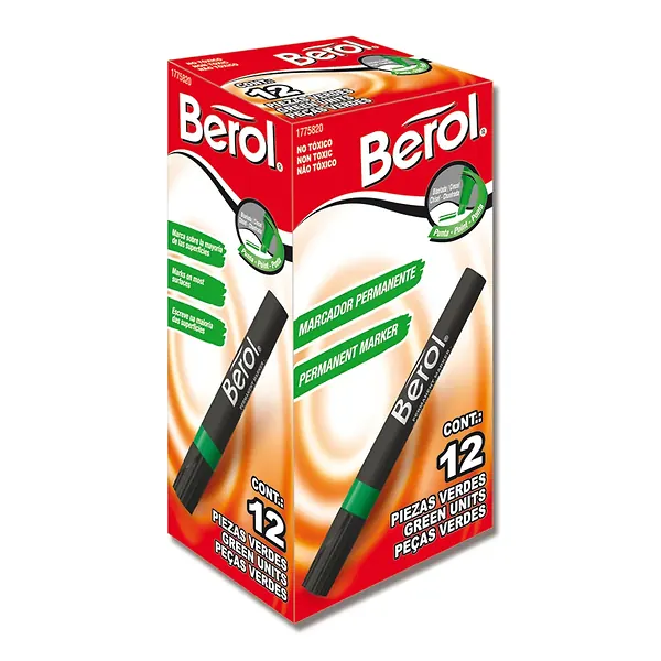 Marcador Berol Permanente Verde X 12