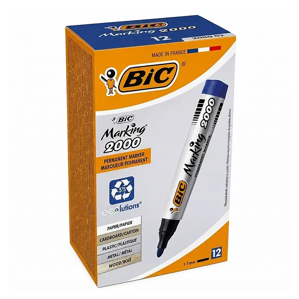 Marcador Bic Permanente Azul X 12