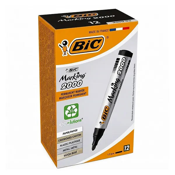 Marcador Bic Permanente Negro X 12