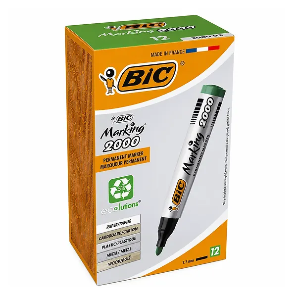 Marcador Bic Permanente Verde 12 Und