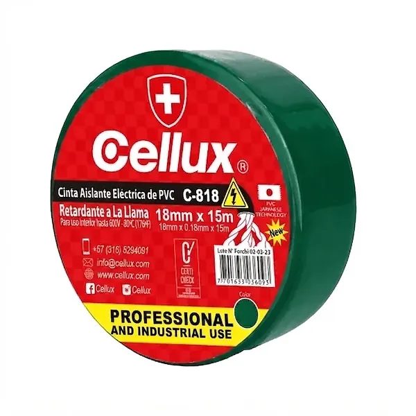 Cinta Aislante Cellux Verde